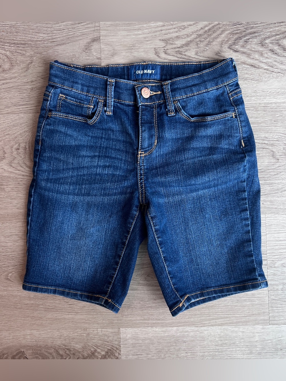 Old Navy Girls Denim Bermuda Shorts Stretch Adjustable Waist Size 12 Slim
